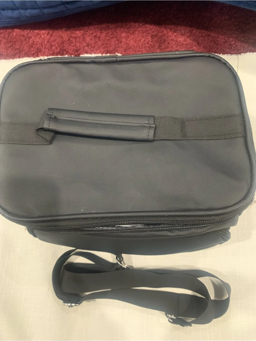 Black Insulated Lunch Bag / Portable Travel Cooler Bag with Adjustable Shoulder